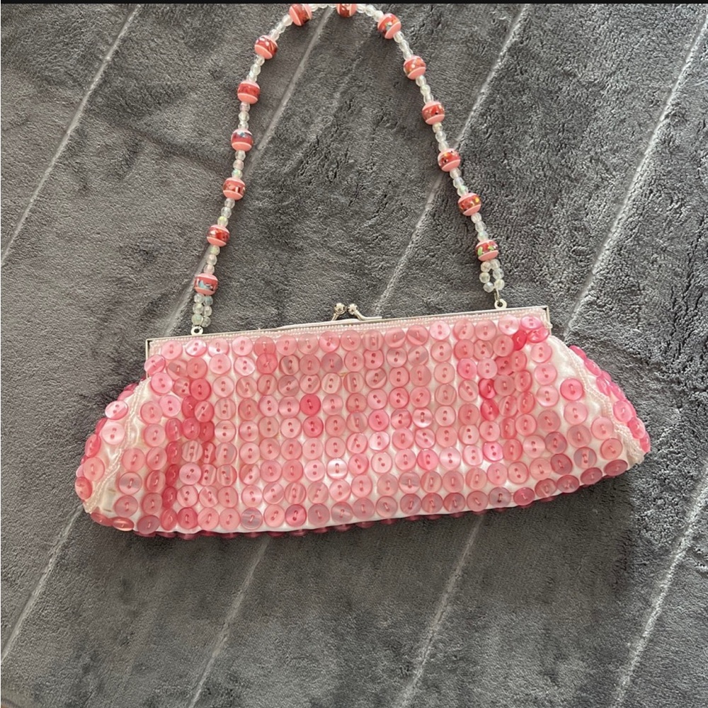 Beaded pink bag - Picture 1 of 2